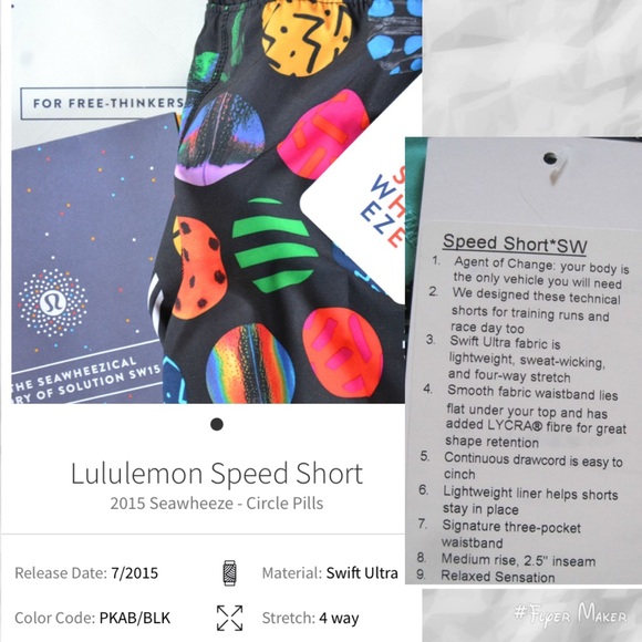 🌟HostPick🌟Colourful Circles Lululemon Seawheeze Speed shorts 2.5 in - size 12 - Picture 16 of 16